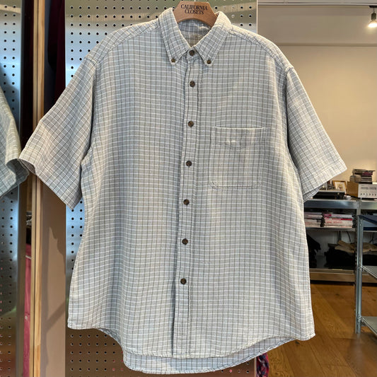 Button Down Short Sleeve Check Shirt Olive