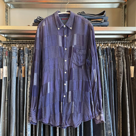 Patchwork Rayon Shirt Blue