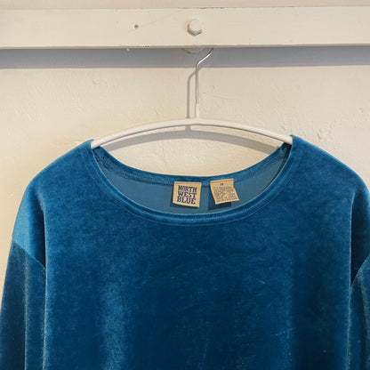 Velour Crew Neck Pullover Green