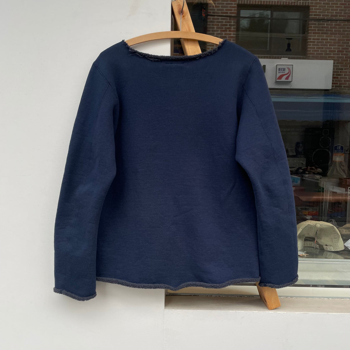 Boat Neck Boa Sweatshirt Navy