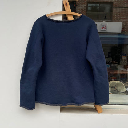 Boat Neck Boa Sweatshirt Navy