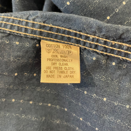 Stripe Button-Up Work Shirt Blue Short Sleeve