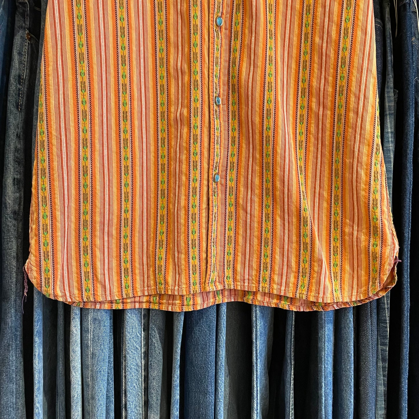 Striped Button-Down Turquoise Western Shirt