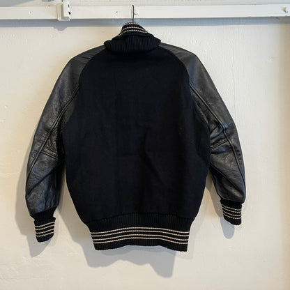 Leather Stadium Jacket Black