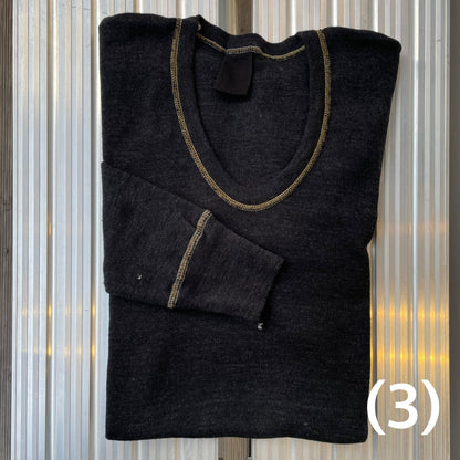 Dyed German Military U-Neck L/S T-Shirt Black