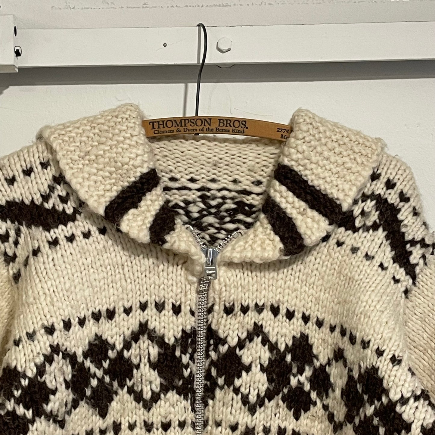 Zip Up Collar Argyle Knit Cardigan