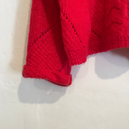 Wide Sleeves Knit Sweater Red