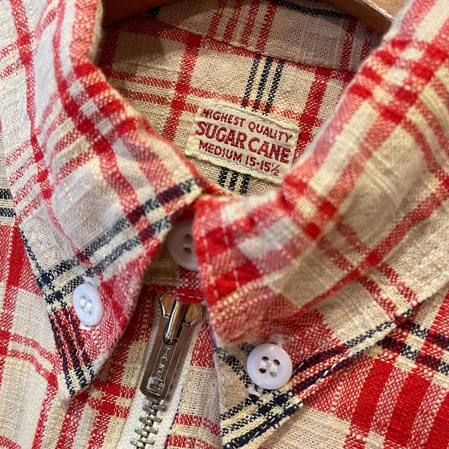 Half-Zip Plaid Short Sleeve Shirt Red