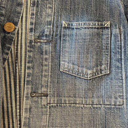 Work Jacket Denim Faded Washed Distressed