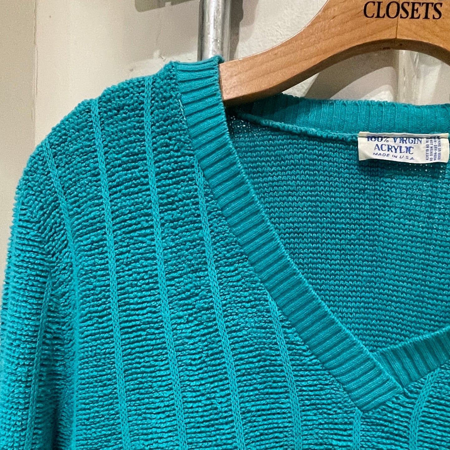 Acrylic V-Neck Sweater Blue