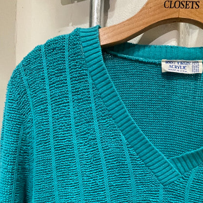 Acrylic V-Neck Sweater Blue