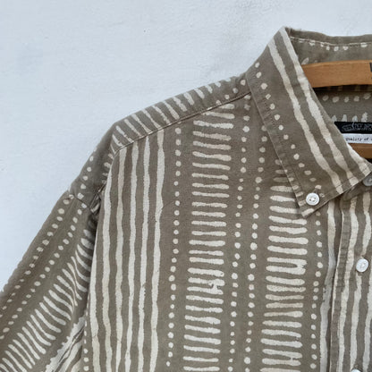 Geometric Shirt Short Sleeve Beige
