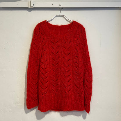Loose Gauge Knit Sweater Red