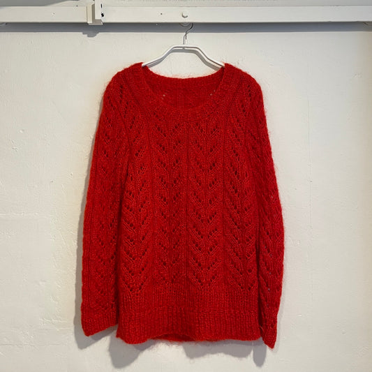 Loose Gauge Knit Sweater Red