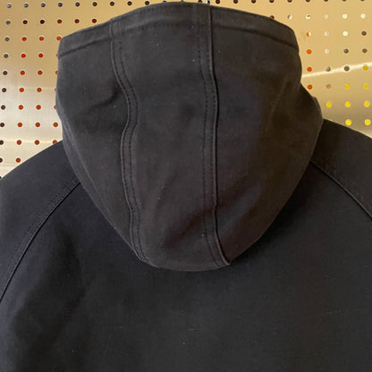 Black Cotton-Wool Hooded Utility Jacket