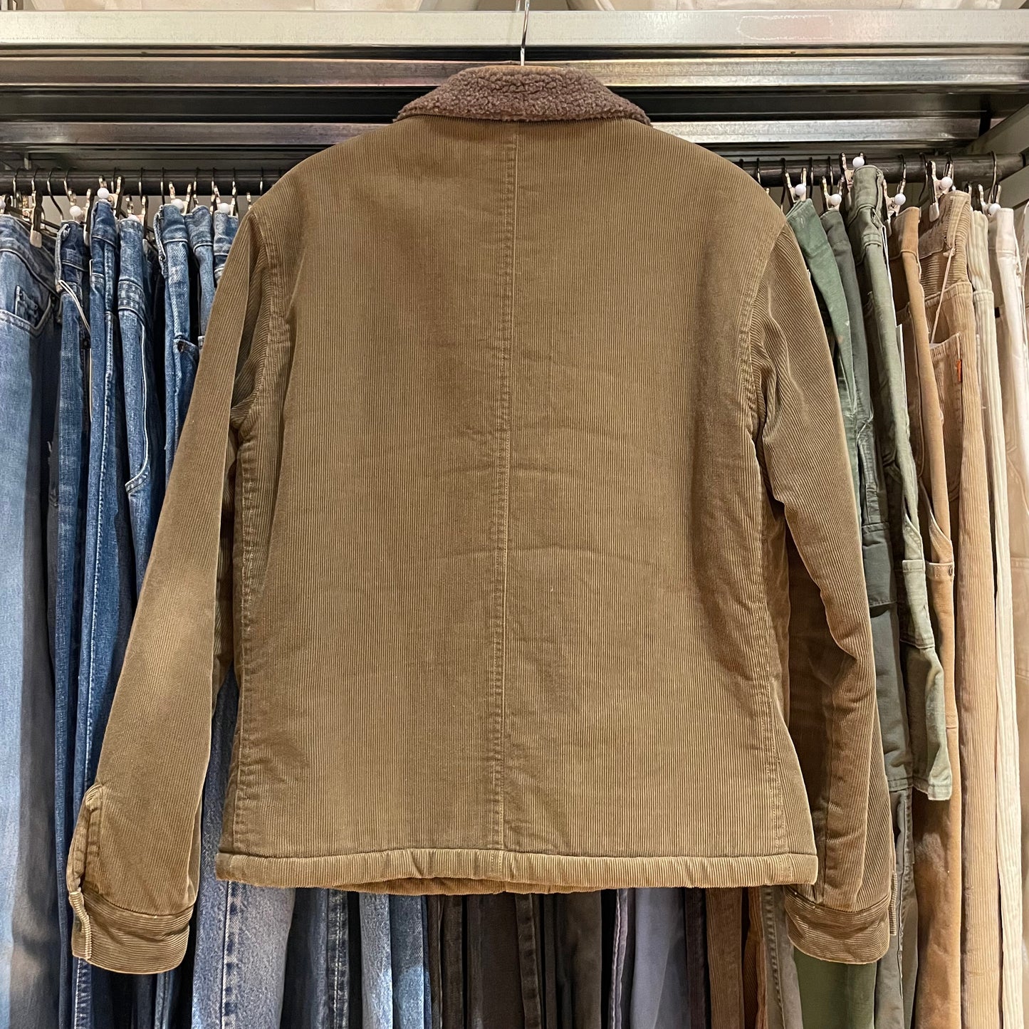 Brown Corduroy Sherpa-Lined Workwear Jacket