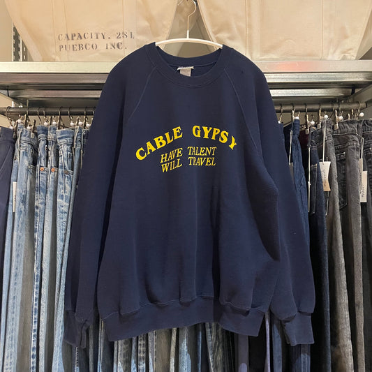 Cable Gypsy Sweatshirt Raglan Navy 50/50