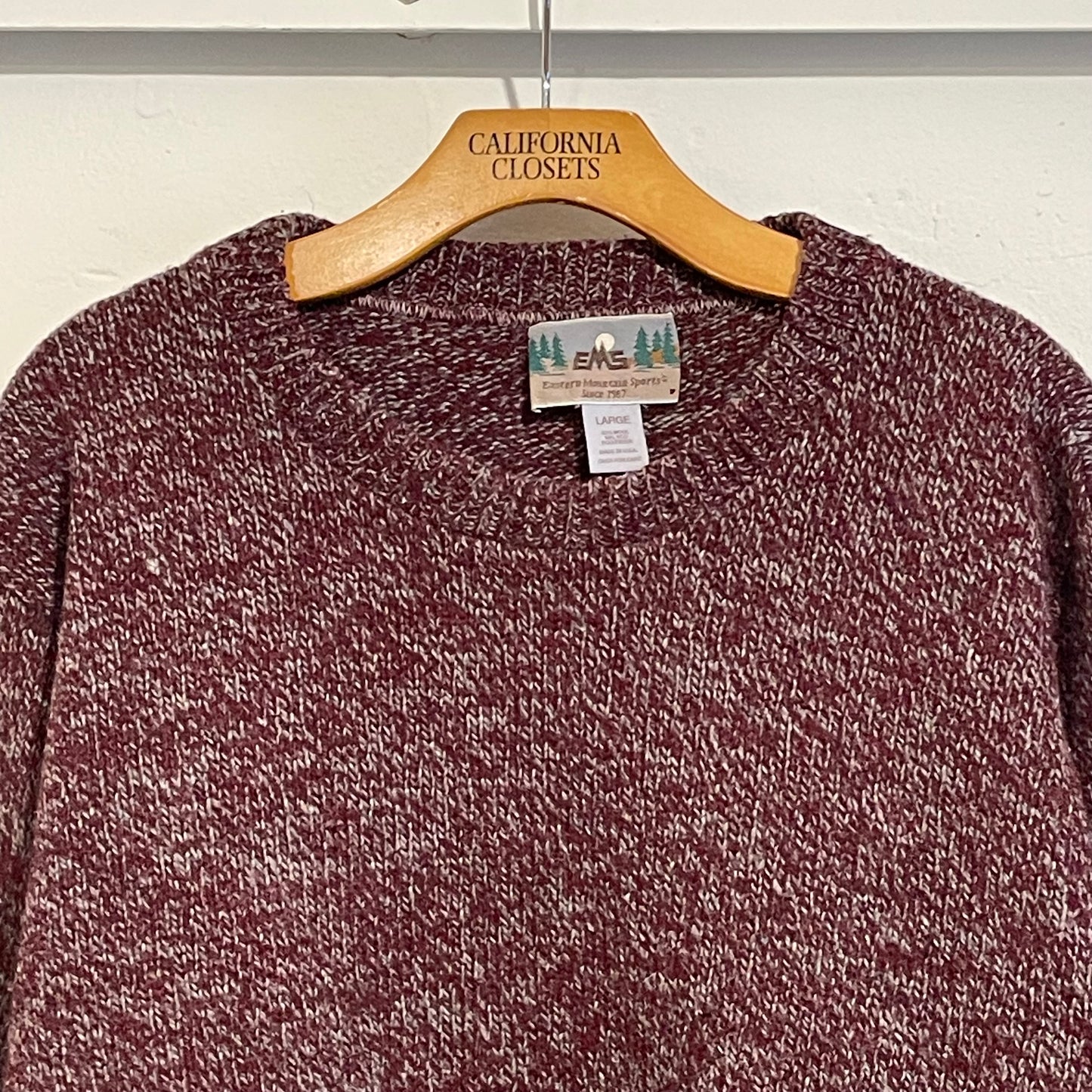 Wool & Polyester 50/50 Knit Sweater Burgundy / Grey