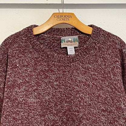 Wool & Polyester 50/50 Knit Sweater Burgundy / Grey