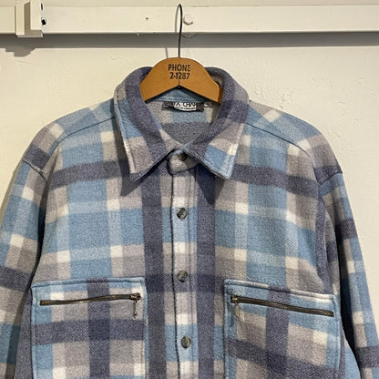 Plaid Fleece Shirt Jacket Blue