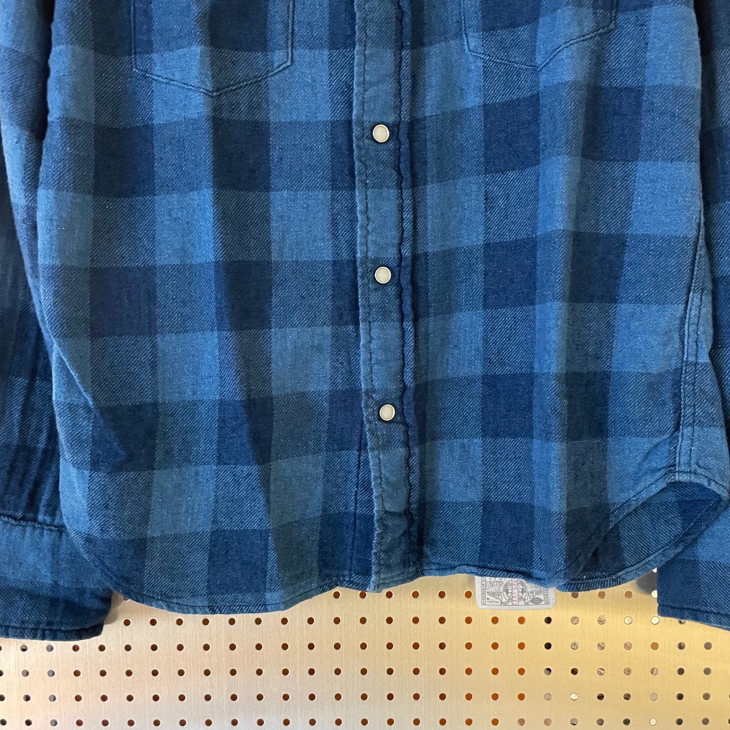 Faded Buffalo Check Western Flannel Blue
