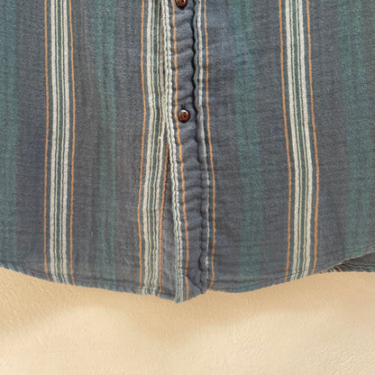 Gauze Stripe Short Sleeve Shirt Navy