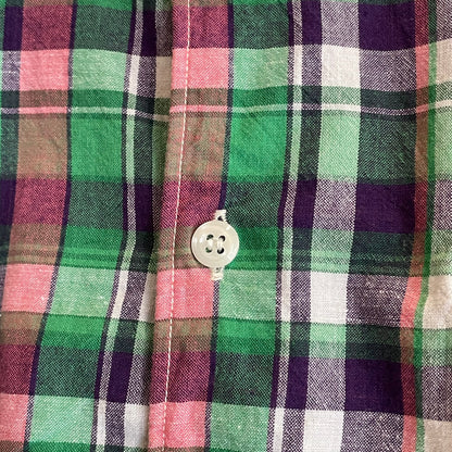 Plaid Button Down Shirt Multi Cotton