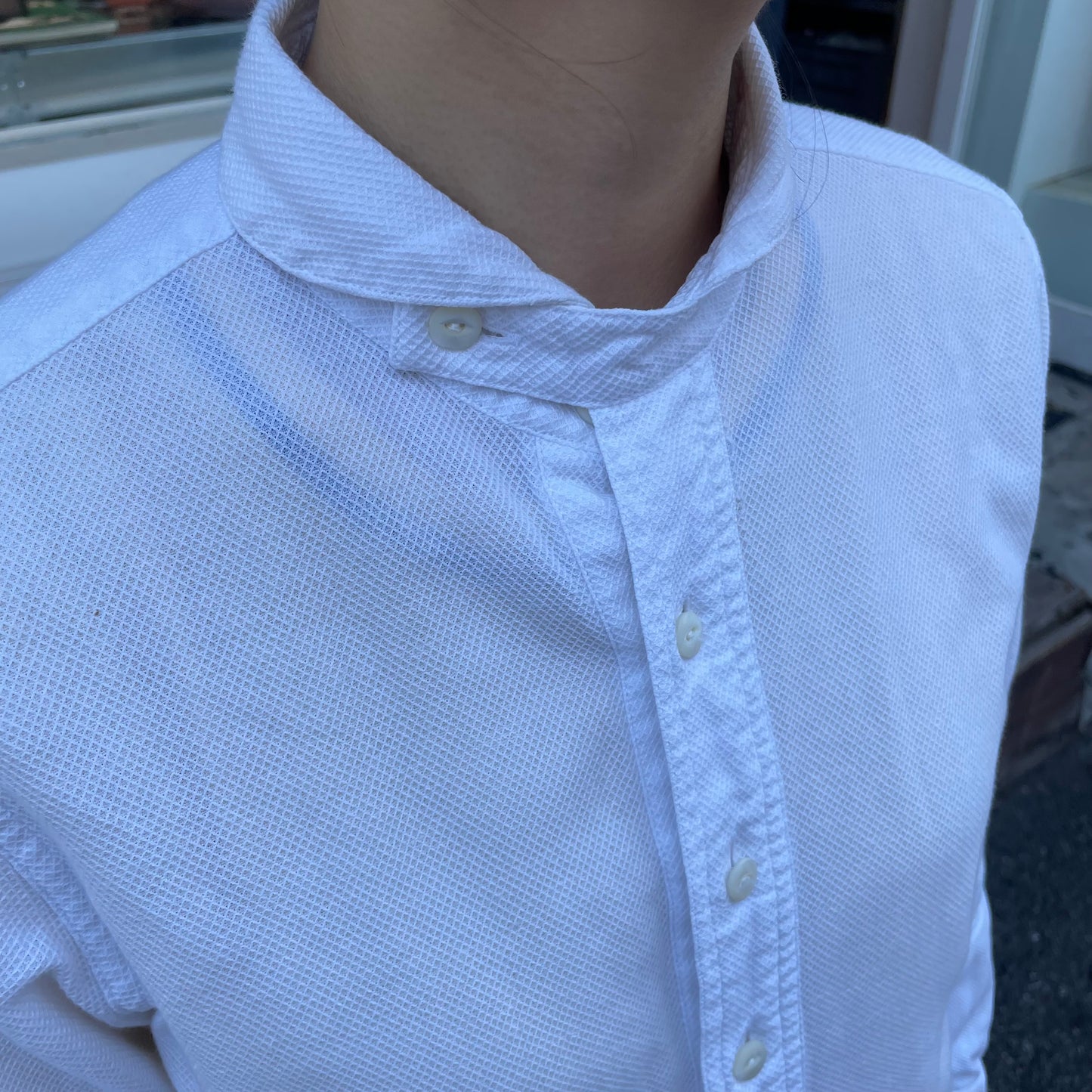 Round Collar Shirt White