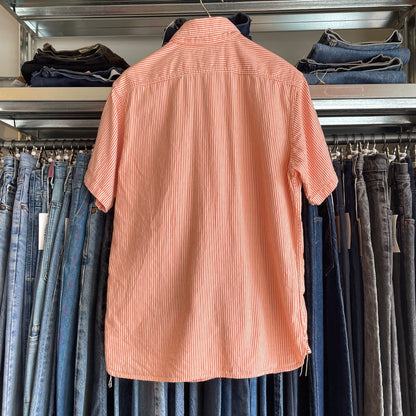 Striped Shirt Orange White Short Sleeve
