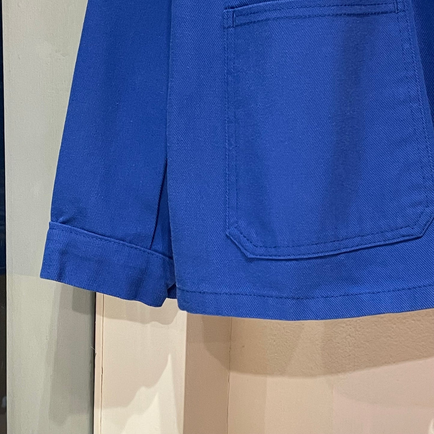 Logo Printed French Work Shirt Jacket Blue