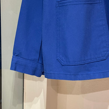 Logo Printed French Work Shirt Jacket Blue