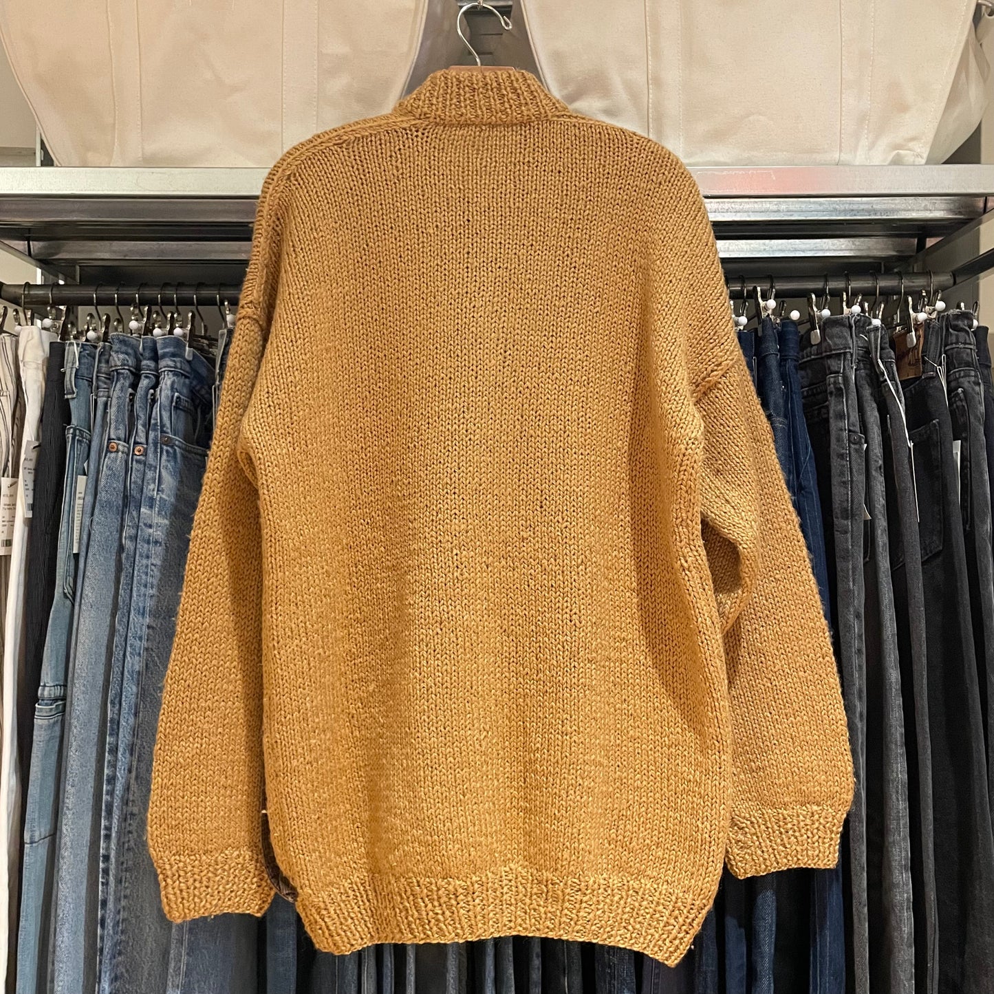 Chunky Knit Zip Cardigan Camel