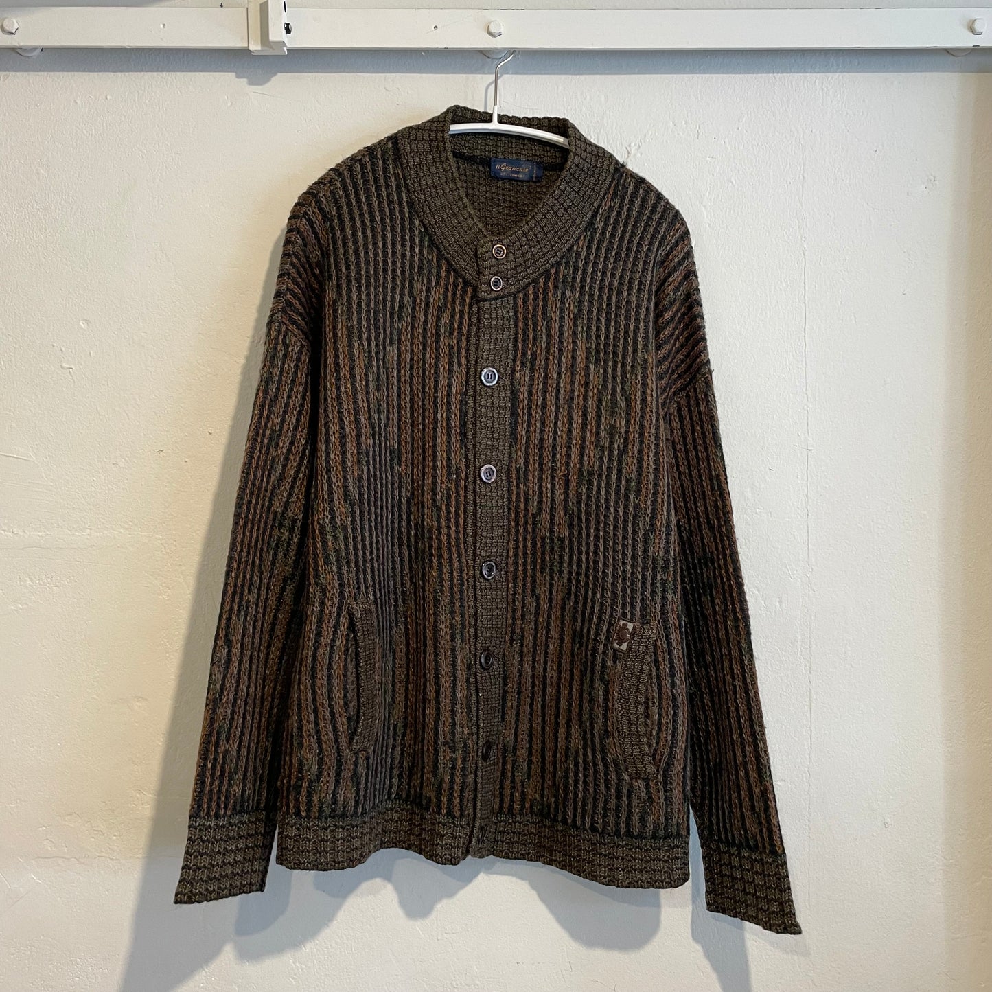 Multi colored Rib Knit Cardigan Khaki