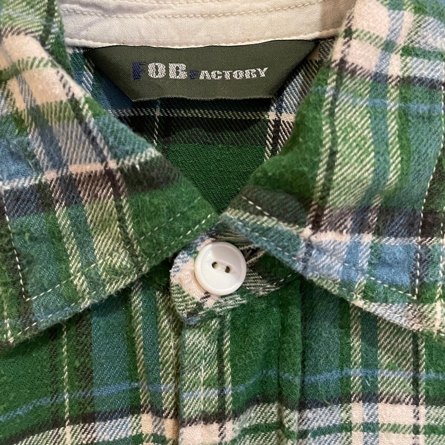 Tartan Flannel Shirt Green Cotton