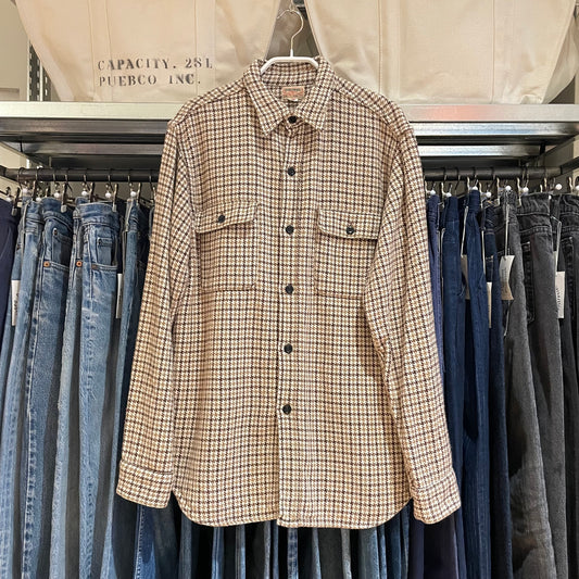 Brown Houndtooth Wool Work Shirt