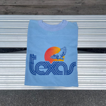 Texas Retro Eagle Sunset State Souvenir Tee Blue