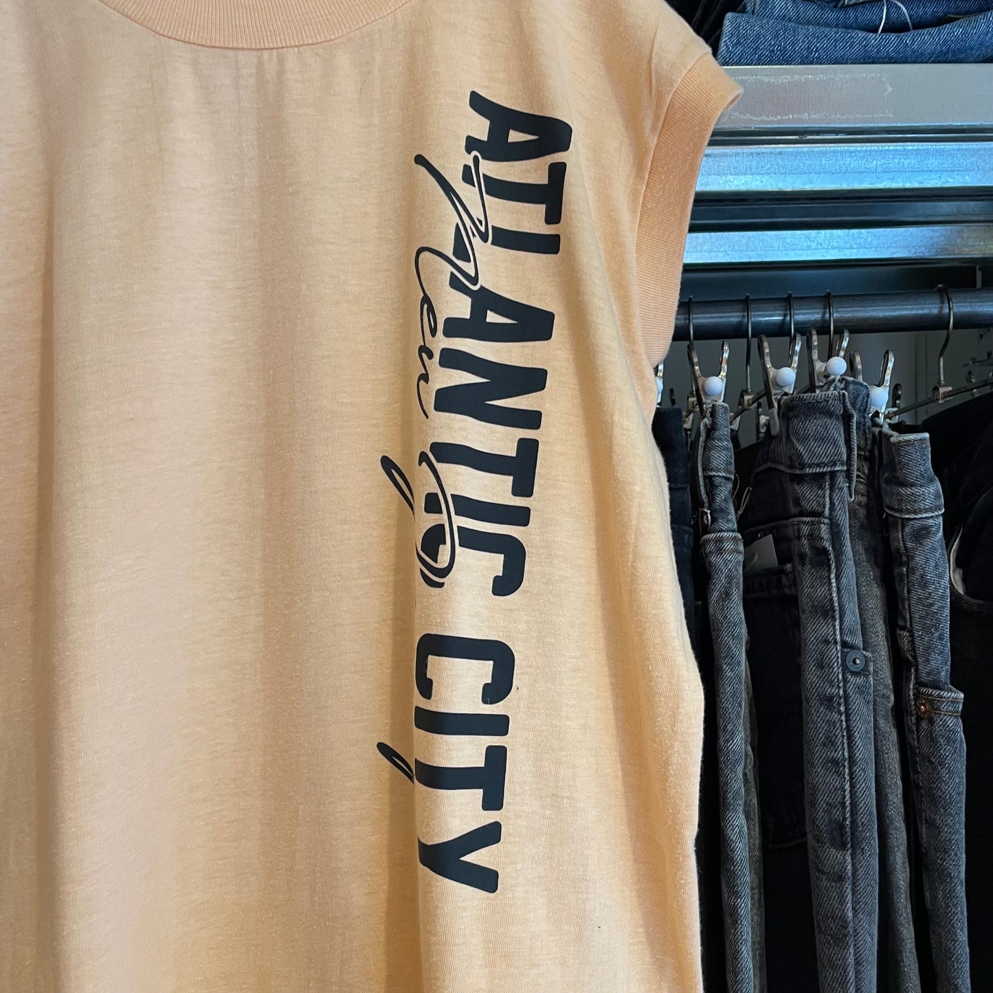 Atlantic City New Jersey T-Shirt Tan Cotton/Polyester