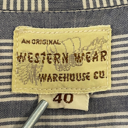 Striped Pocket Western Shirt Blue