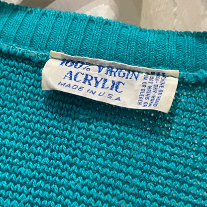 Acrylic V-Neck Sweater Blue