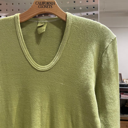 Dyed German Military U-Neck L/S T-Shirt Green