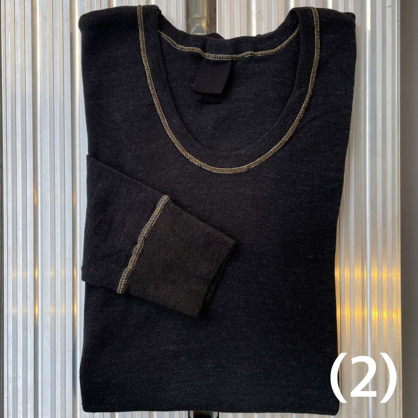 Dyed German Military U-Neck L/S T-Shirt Black