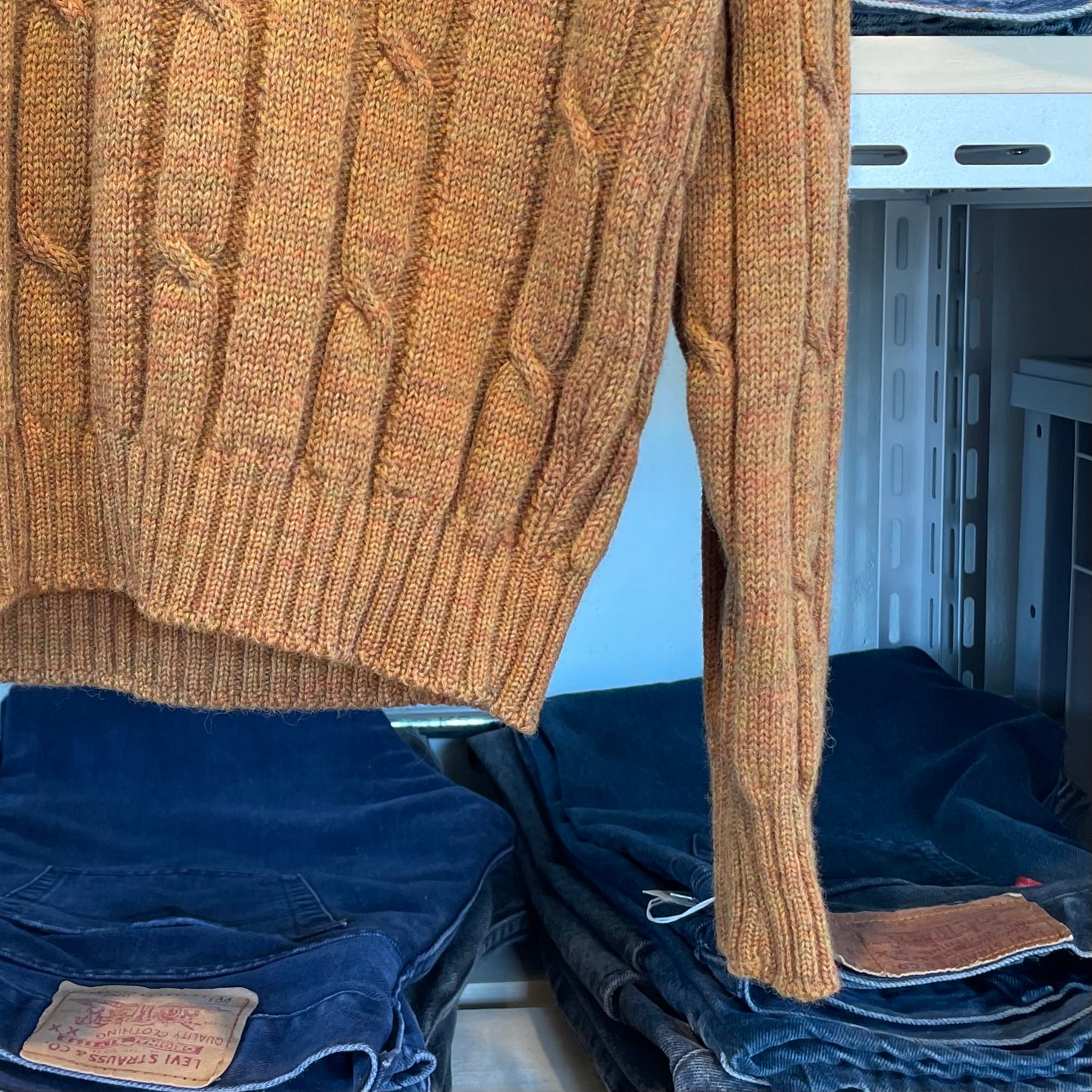 V-neck Knit Sweater Camel