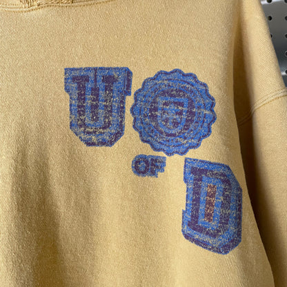 Distressed U of D Collegiate Hoodie Mustard Yellow
