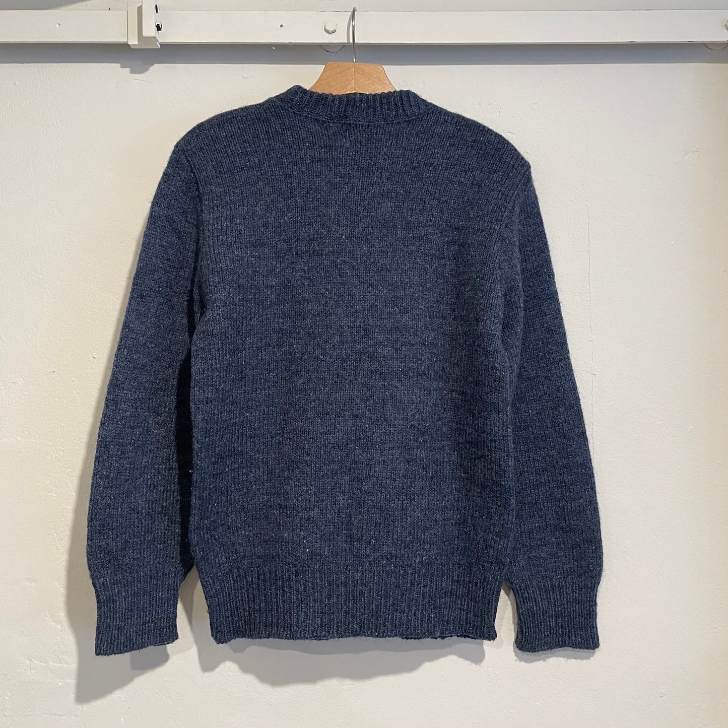 Wool Nylon Knit Sweater Blue
