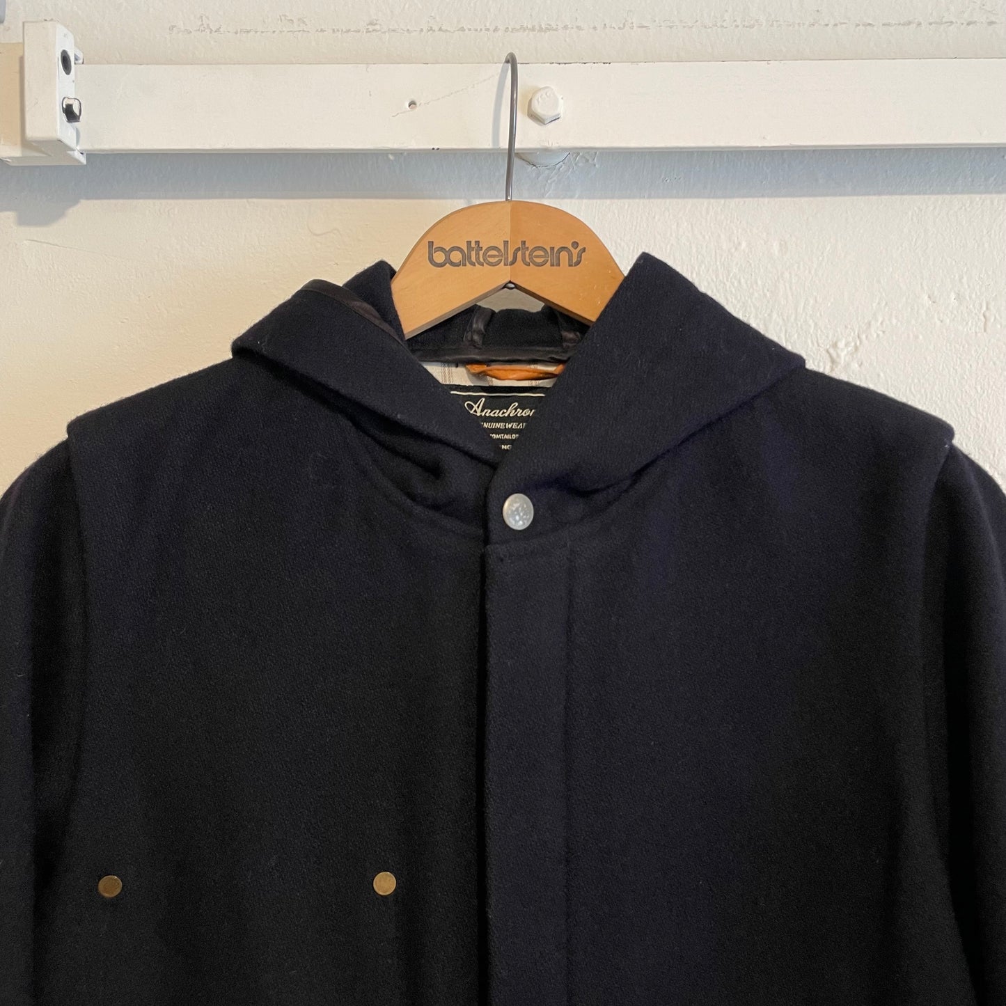Melton Wool Hooded Jacket Black Waldes Zip