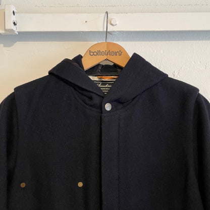 Melton Wool Hooded Jacket Black Waldes Zip