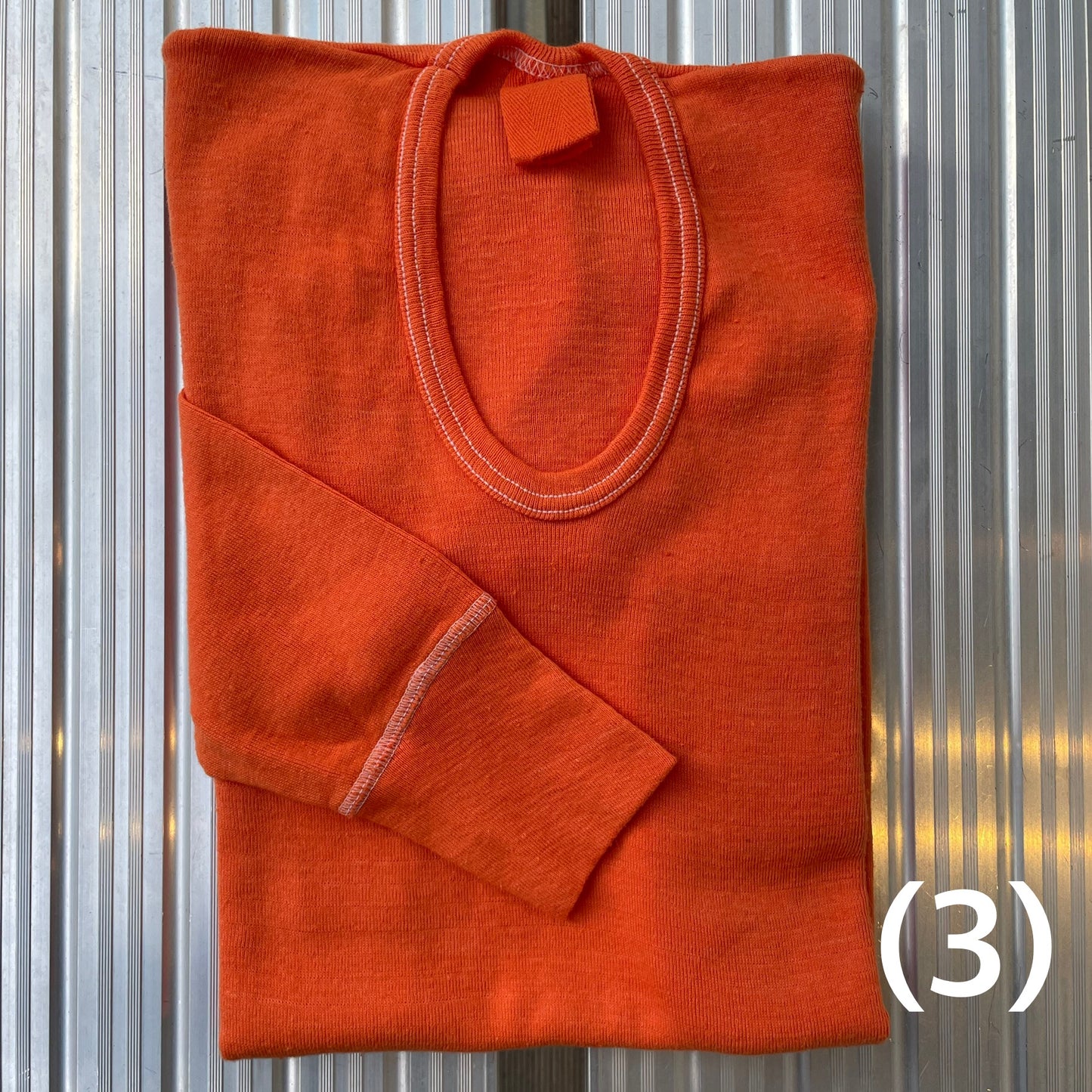 Dyed German Military U-Neck L/S T-Shirt Orange