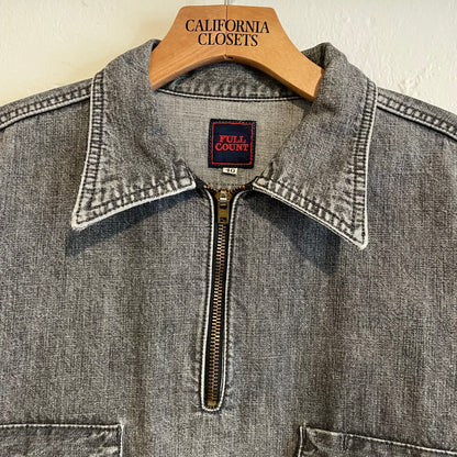 Talon Zip Denim Pullover Faded Blue