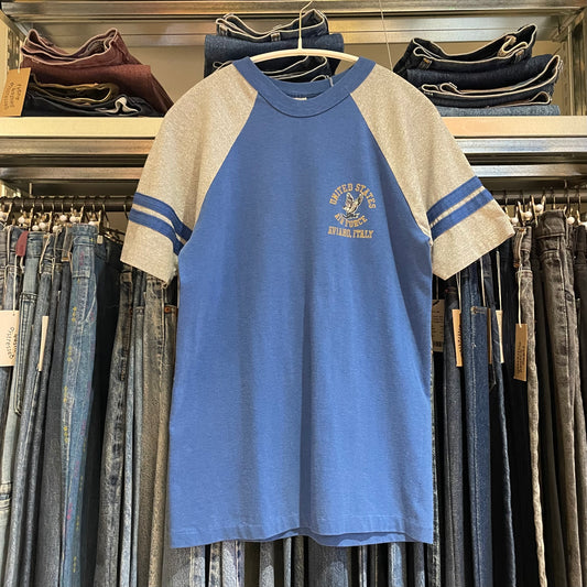 US Navy Aviano Italy Ringer Tee Blue M