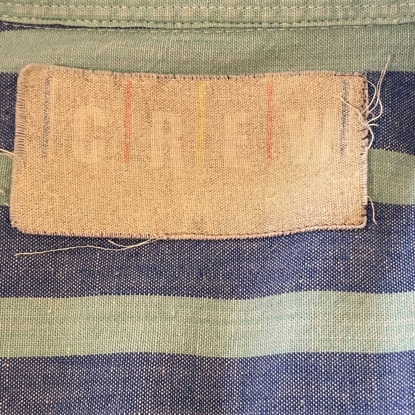 Blue Green Stripe Button Shirt Short Sleeve